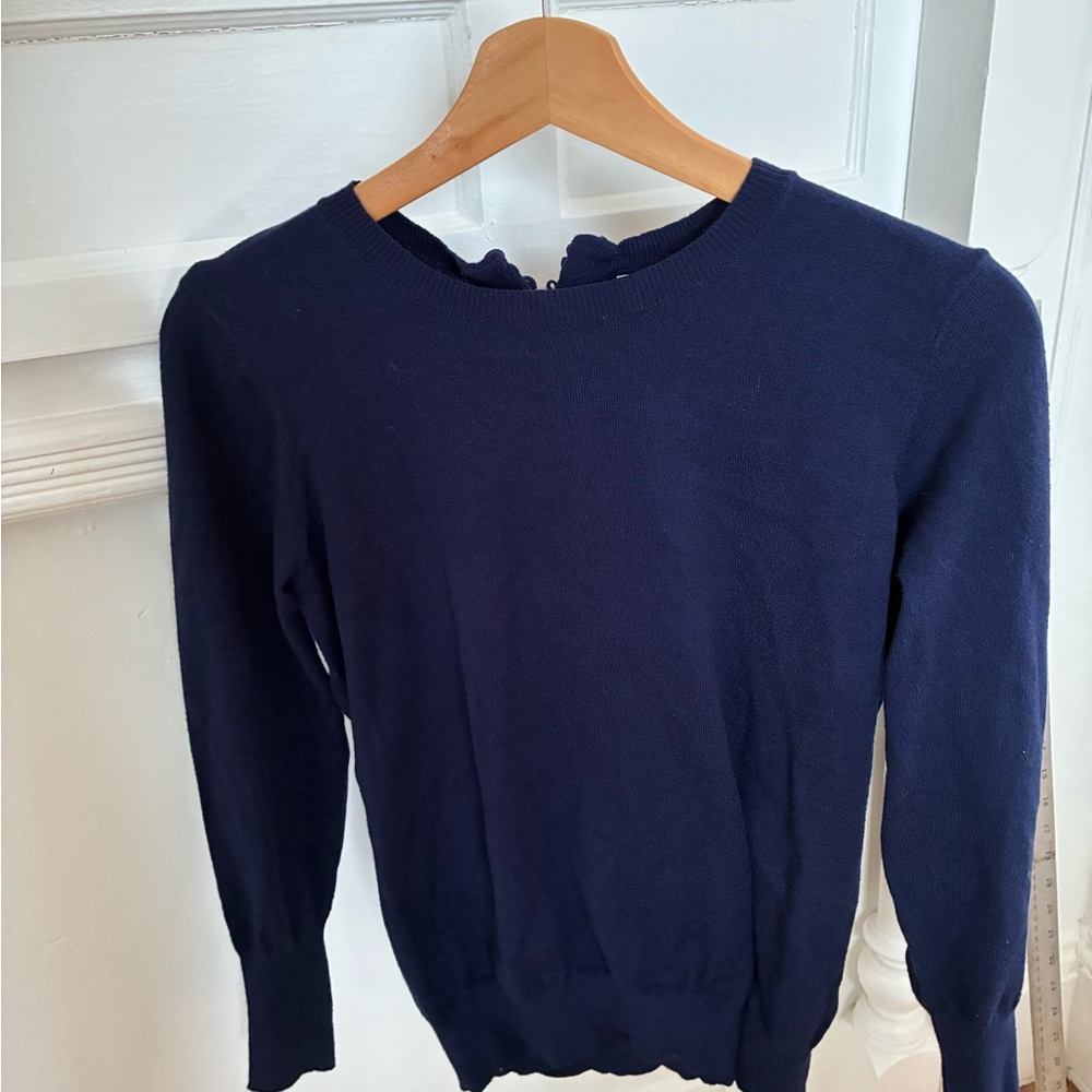 Savida Navy Crewneck Sweater with Pretty details on sleeves and back